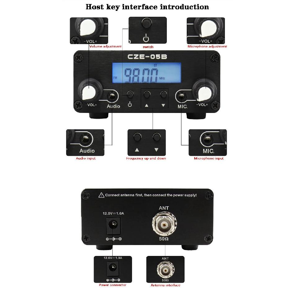 CZE-05B 0.5w wireless FM transmitter for car audio, good sound quality, no delay, stereo