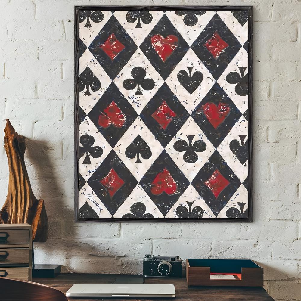Крутая Мода Игральных Карт Роскошный Постер Липкое Настенное Искусство Печать Водонепроницаемый Дом Гостиная Спальня Бар Эстетический Декор