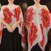 Long Length Sun Protection Shawl Flower Pattern Chiffon Scarf Breathable Shawl  Outdoor Activities