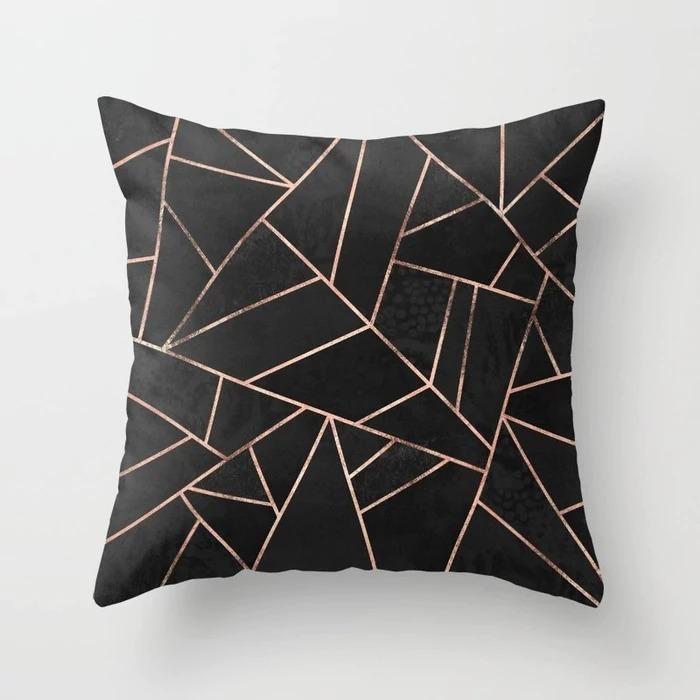 Black Geometric Pattern Pillowcase Office Living Room Home Pillowcase Car Ornaments
