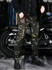 Men's Camouflage Motorcycle Jeans: Slim Fit, Multi-Pocket, Four Seasons, Anti-Fall Riding Pants.