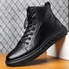 Модная Высококачественная Мужская Повседневная Кожаная Ботильонка Модная Высокая Шнуровка Уличная Нескользящая Обувь для Ходьбы Удобная Плоская Дизайнерская Спортивная Обувь
