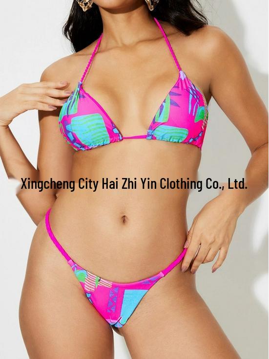 Европейский и американский новый плетеный треугольный купальник-бикини