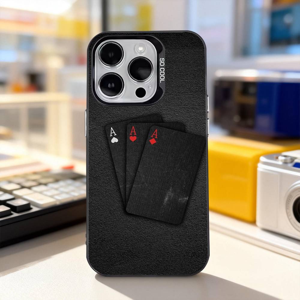 Poker Ace of Spades For iPhone 17,16,15,14,13,12,11,Pro,Max,Plus,E,Air,Mini Anti Fall Black Matte Hard Bumper Phone Case