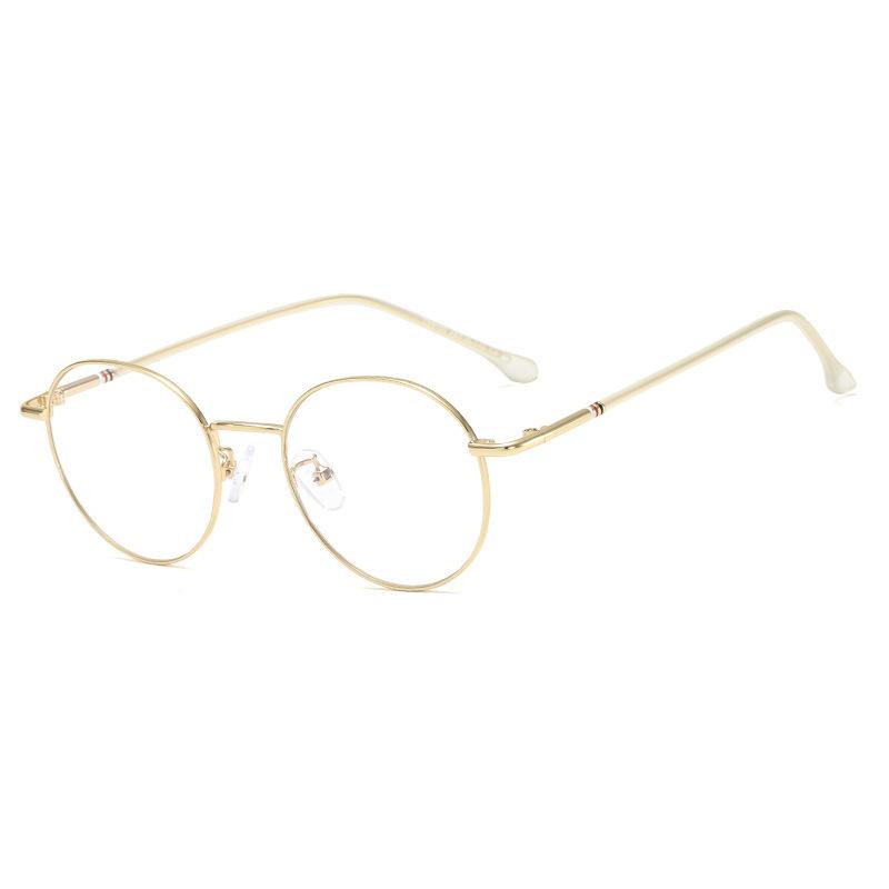 New flat mirror frame popular metal small round frame optical anti-blue light glasses decorative kick-off college style