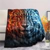 Red Blue Eagle Tiger Leopard Print Flannel Blanket,High quality Comfortable for All Seasons,Home Decor,Warmth and Comfort,Perfect for Christmas Gifts