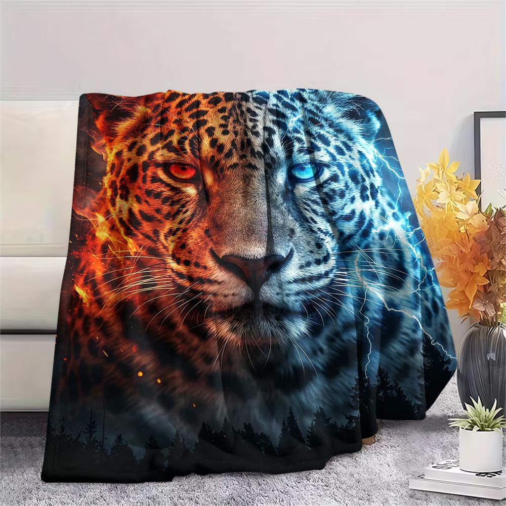 Red Blue Eagle Tiger Leopard Print Flannel Blanket,High quality Comfortable for All Seasons,Home Decor,Warmth and Comfort,Perfect for Christmas Gifts