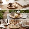 Round Japanese Style  Plate Wooden Fruit Tray Heat Insulated Serving Tray  Hotel