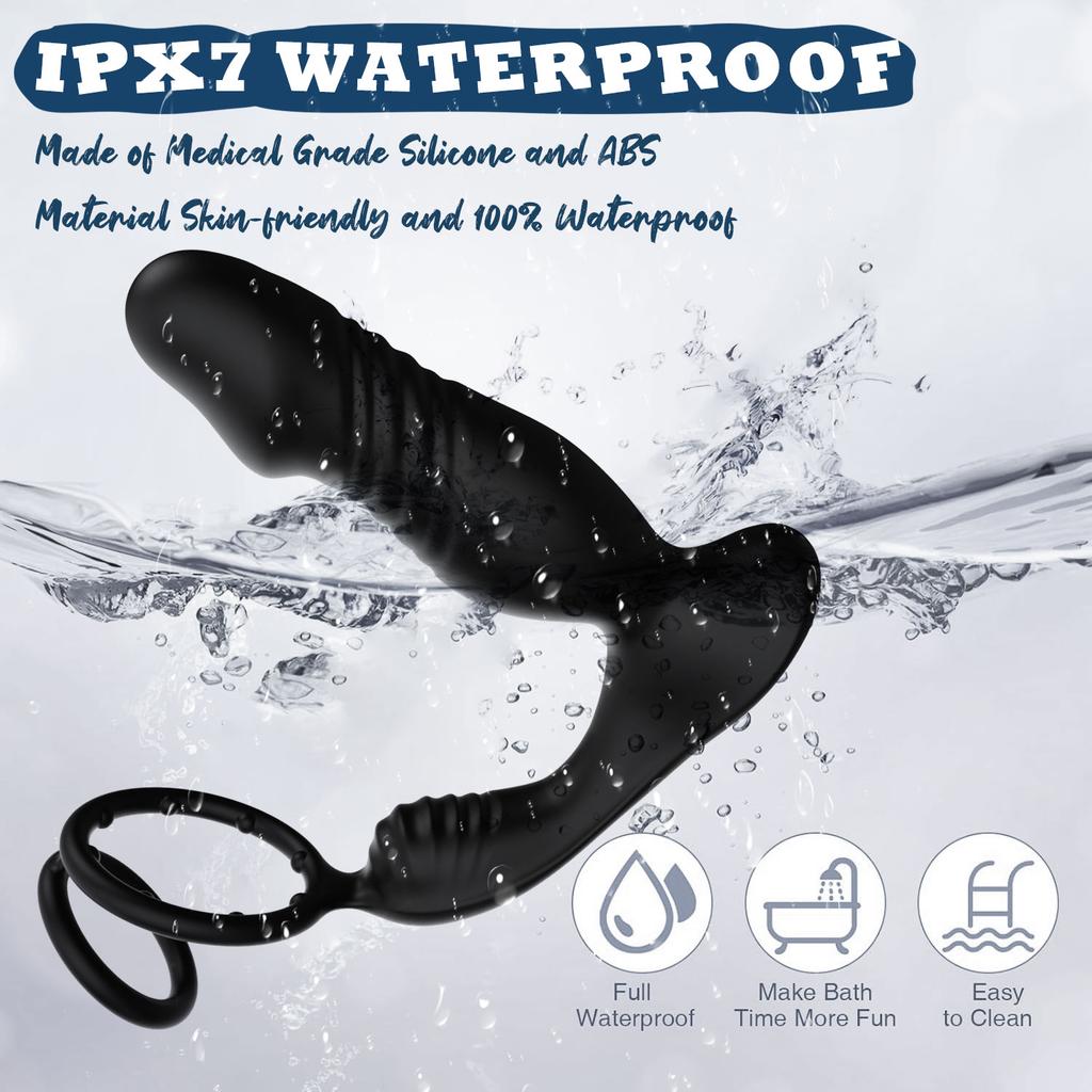 App Control Thrusting Prostate Massager Anal Vibrator 9 Vibrating 2 Ring Design Delay Ejaculation Butt Plug Sex Toy for Couples