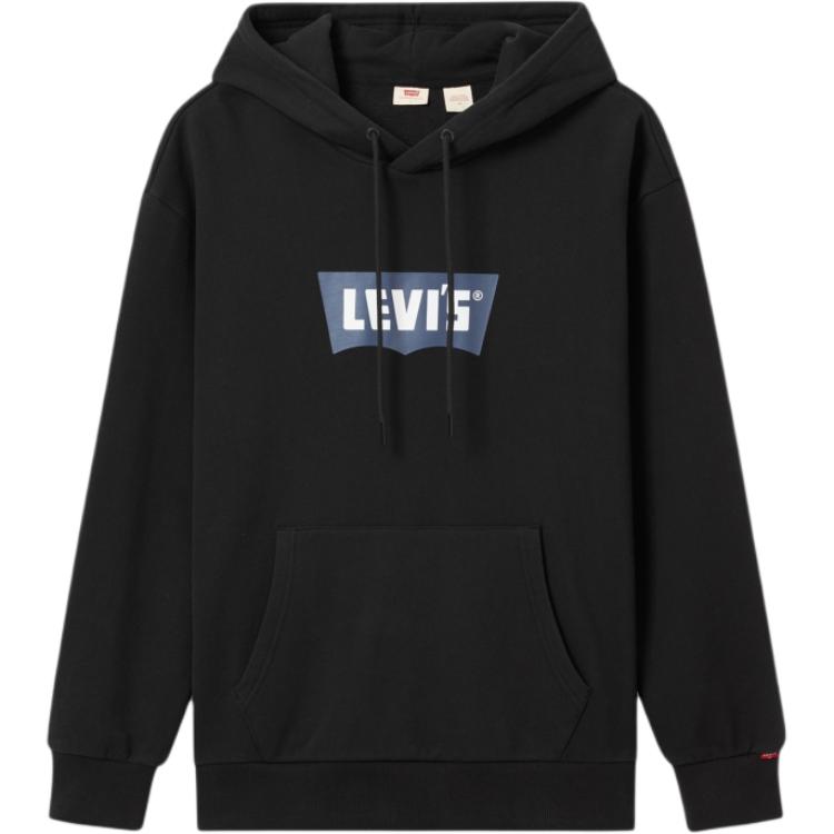 Толстовка мужская Levis Casual Свободная Мягкая Удобная с капюшоном Длинный рукав Толстовка Черная 0018O-0003