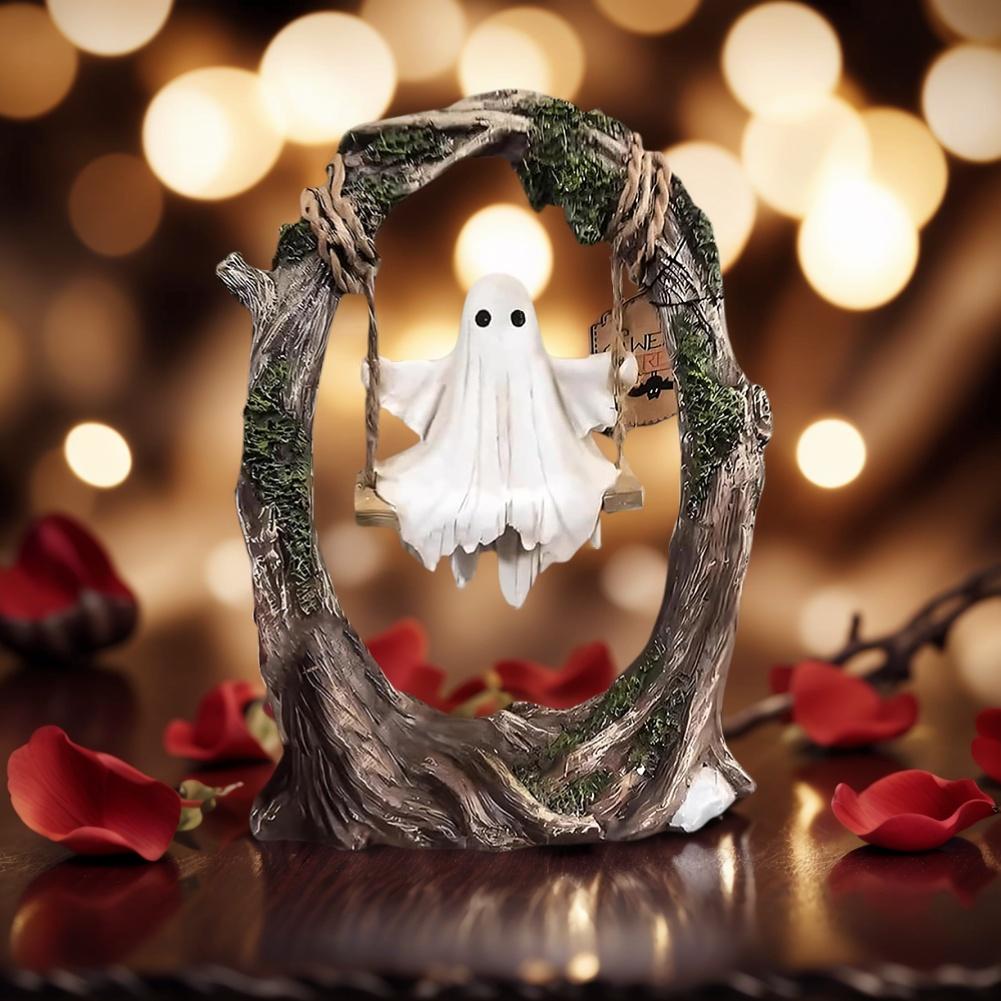 Cute Spooky Halloween Figurine Resin Small Ghost Figurine Multi-Purpose Lovely Ghost Decorations for Desktop Bookshelf Decor