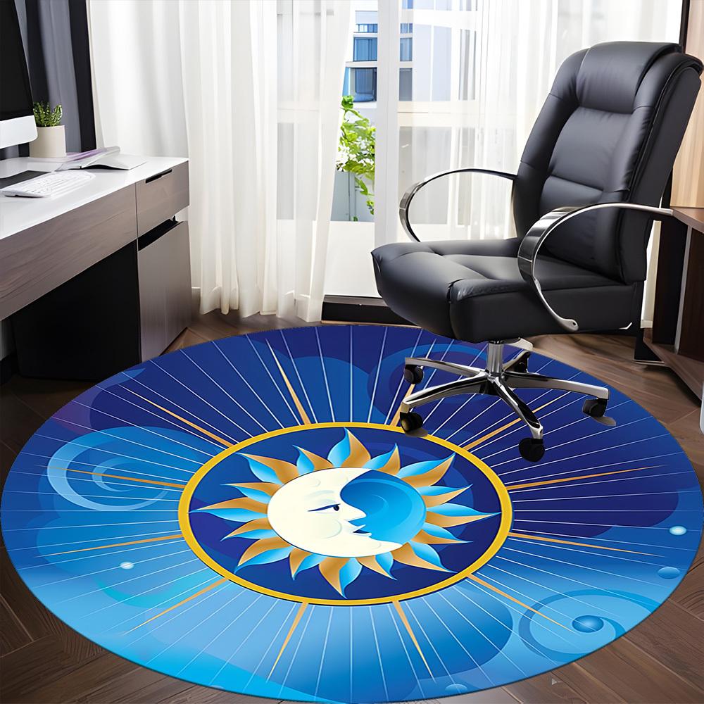 1pc Sun Moon Design Chair Carpet for Office Machine Washable Rug for Office, Good Gift for Family or Friends yy251225195