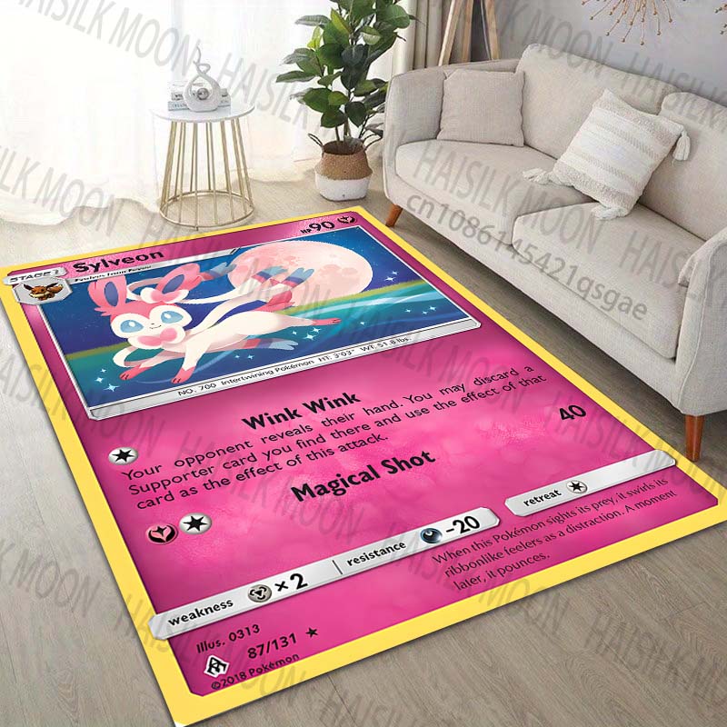 17 Styles Pokémon Sylveon Cards Printing Carpet for Living Room Bedroom Kid's Room Home Decor Area Rug Sofa Cloakroom Play Mat
