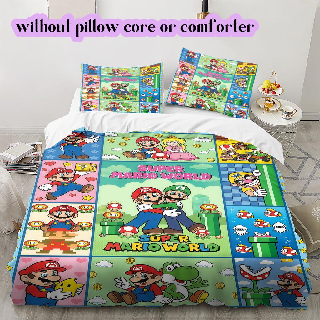 Super Mario Elite Anime Duvet Cover Set,3pcs Printed Cartoon Bedding,Cool Boutique Comforter Cover for Room Decor_LIAN