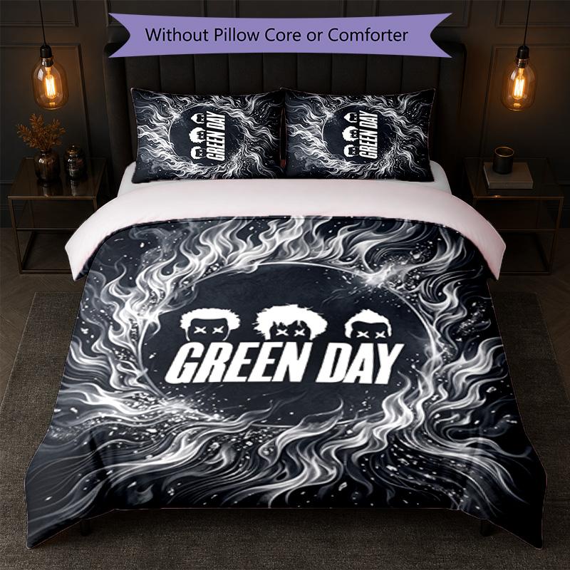 Green Day Print 3Pcs Bedding Set Duvet Cover With Two Pillowcases Soft Bed Linen For Household Bedroom