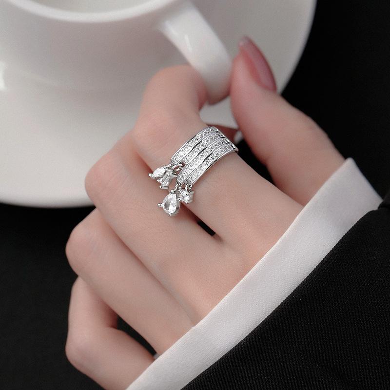 925 Sterling Silver Big Stone Rings for Women Minimalist Handmade Couple Minimalist Ring Prevent Allergy Fine Jewelry Gift