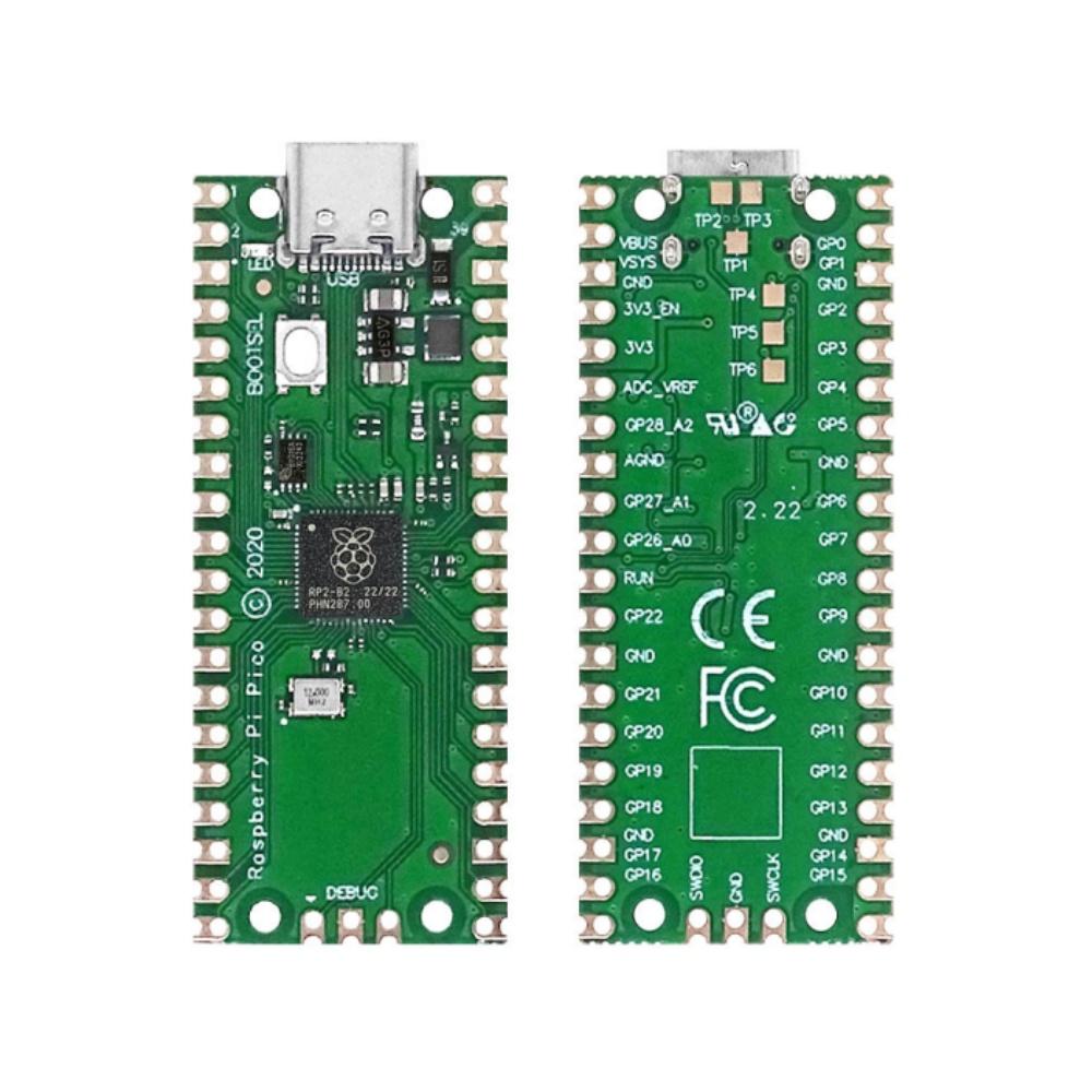 2 шт. Плата-клон Raspberry Pi RP2040 Pico - Двухъядерный M0+ 133 МГц, 2 МБ Flash, SPI/I2C/UART, Python/C/C++ (синий)