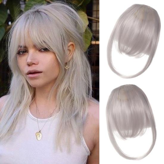Women Clip-in Bangs Natural Wispy Forehead Hair Extensions Faux French Bangs Girls