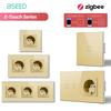 BSEED 1/2/3/4-клавишный сенсорный выключатель Zigbee, стекло с розетками EU, умный настенный выключатель света, сенсорный экран, подсветка, серия E