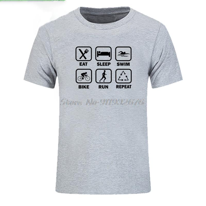 TShirt Unisexs Funny Eat Sleep Triathlon T Shirts Unisex Short Sleeve T Shirt Cotton Oneck Cool Tshirt Unisex Streetwear
