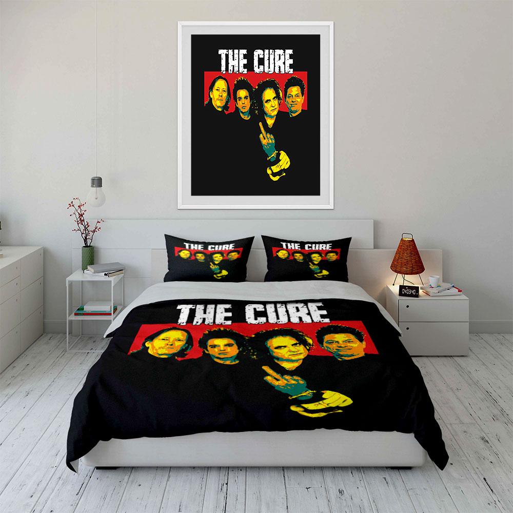 Colorful "The Cure" Band Print Bedding Duvet Cover Set Duvet Cover Pillowcases (1*Duvet Cover 2*Pillowcases, without duvet insert)