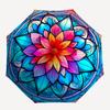 1pc Stained Glass Mandala Automatic Open/Close Umbrella, Portable Folding Umbrella, Compact Travel Umbrella for024