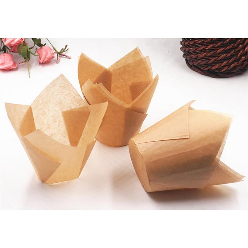 50 шт./компл., формочка для кексов в форме тюльпана, бумага для выпечки кексов, формочки для маффинов, форма для торта, маленькая коробка для торта, поднос для чашек, инструменты для украшения