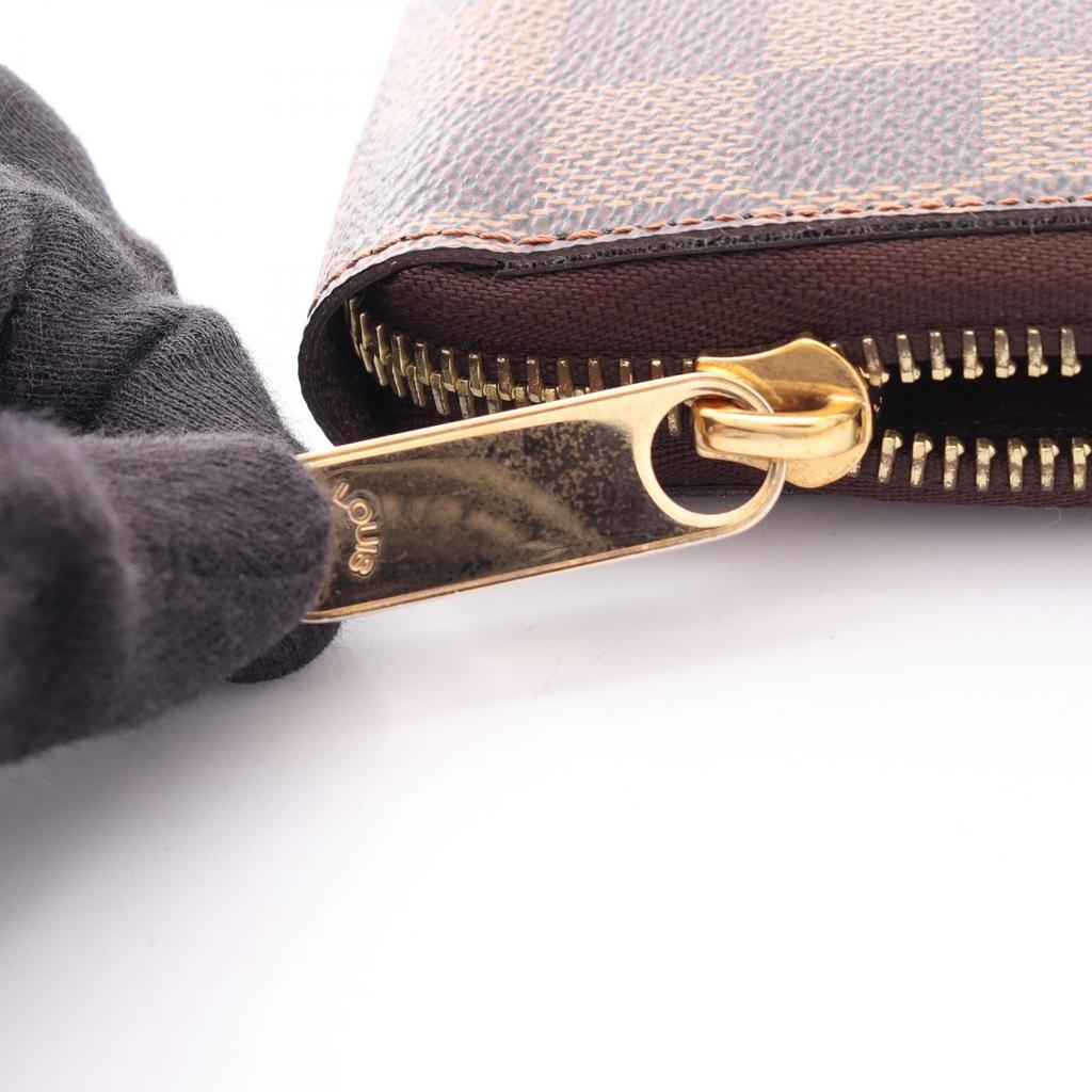 Used LOUIS VUITTON Zippy Wallet Damier Ebene Around long wallet N60015 PVC Brown Used unisex