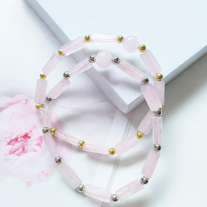Браслет из натурального аметиста с квадратными бусинами-разделителями и розовой кристаллической энергией, модный свежий дизайн