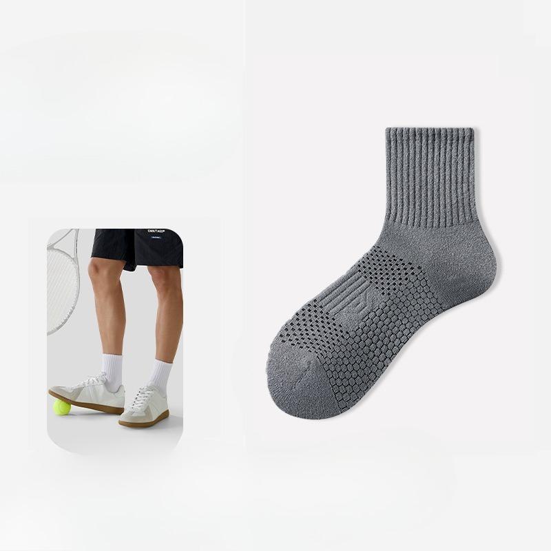 Men's Autumn Thick Cotton Sports Running Antibacterial Deodorant Honeycomb Breathable Tube Socks