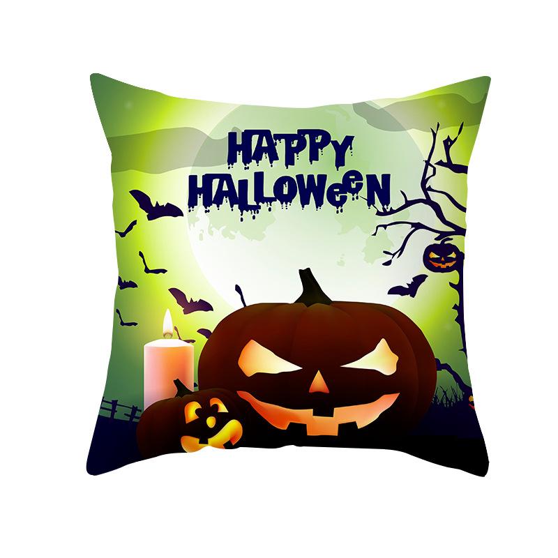 Halloween Cartoon Skull Spider Demon Bat Decorative Pattern Pillow Case Bedroom Living Room Sofa Cinema Garden Throw Pillow Case