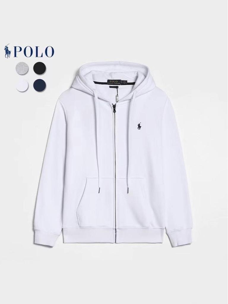 Мужская повседневная толстовка с длинным рукавом: Однотонная, с вышитым логотипом лошади, куртка-кардиган на молнии