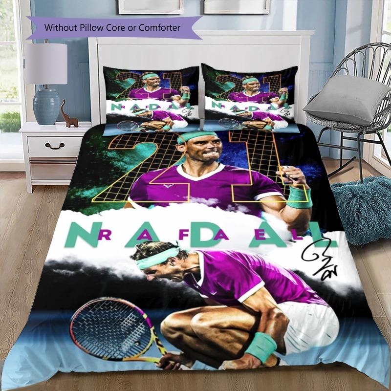 This Is Focus Rafael Nadal Portrait 3Pcs Bedding Set, Duvet Cover with 2 Pillowcases, Tennis Athlete Bed Linens, No Comforter No Pillow Core