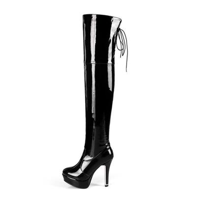 Женские ботинки 12 см, сексуальные сапоги до бедра на высоком каблуке, женская обувь на молнии с круглым носком, обувь для танцев на пилоне, клубная обувь