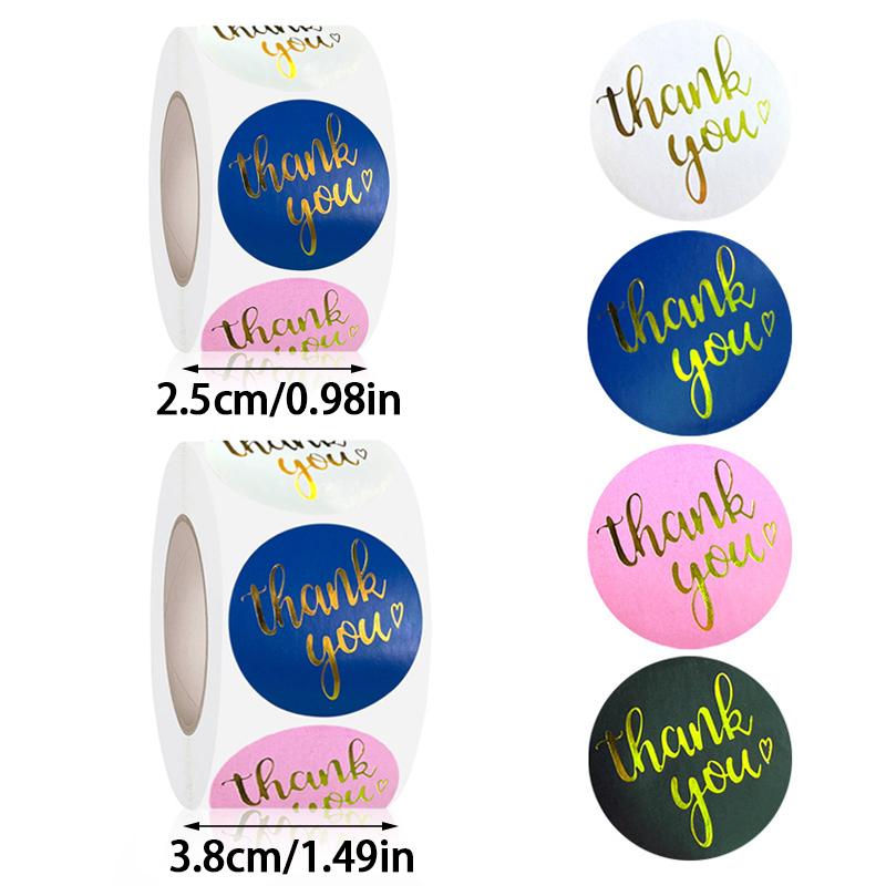 500Pcs/Roll Paper Thank You Sealing Tape Thank You Sticker Wedding Decor Self-adhesive Baking Cake Stickers Circular Gifts Bags