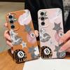 Винтажный Чехол для Бильярда с Леопардовым Принтом и Звездами для Samsung Galaxy A57 A37 A17 A56 A36 A26 A16 A55 A35 A15 A54 A34 A14 5G Силиконовый Чехол с Текстурой Кожи