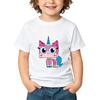 Мультяшная детская футболка Unikitty 100% хлопок с графическим принтом Детские футболки Милые для мальчиков и девочек Летние топы с круглым вырезом и коротким рукавом