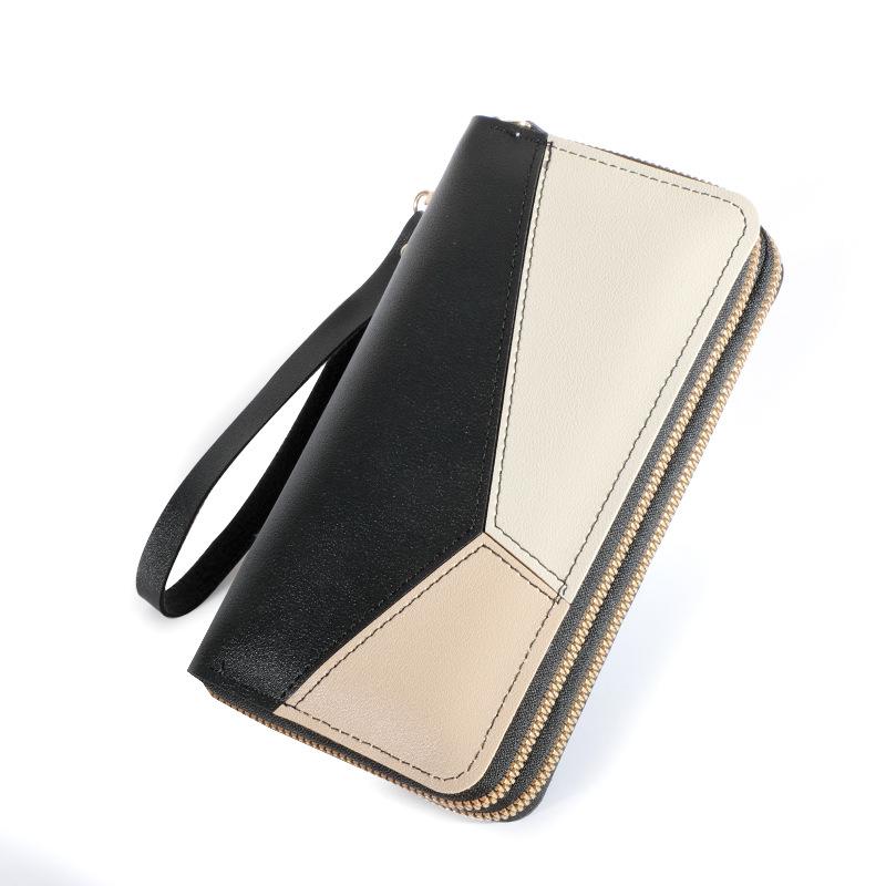 New Women's Wallet Long Contrast Panel Zipper Tassel Large Capacity Wallet Mobile Case