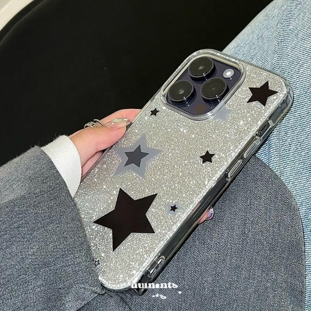 Ins пятиконечная звезда блестящий прозрачный блестящий мягкий силиконовый чехол для телефона для Iphone 13 12 11 14 Pro X Xs Max Xr 7 8 Plus Se задняя крышка