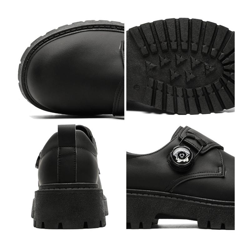 Мужские туфли дерби в британском ретро-стиле 2025 года с широким круглым носком, на массивной платформе, повседневные кожаные ботинки, модная уличная обувь для широкой стопы