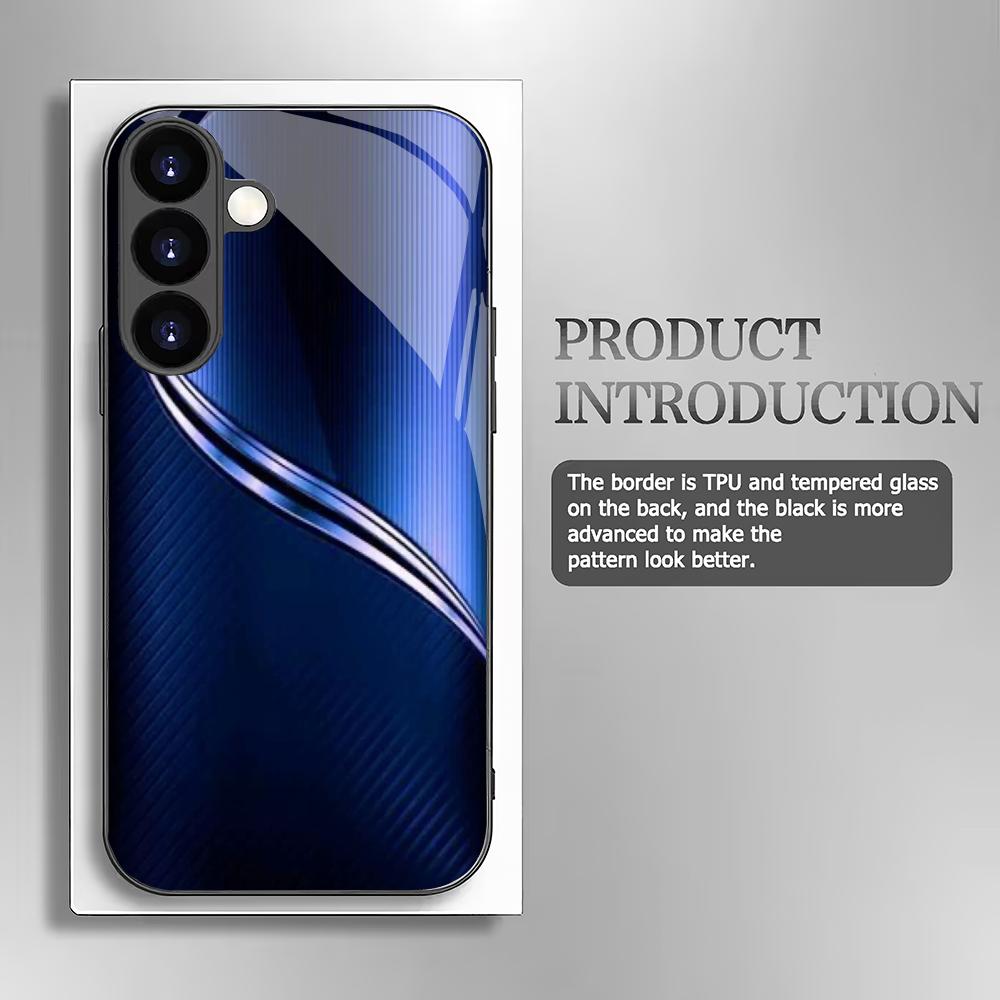 Синий текстурированный стеклянный чехол для телефона, подходящий для Samsung Galaxy S26 S25 S24 S23 S22 S20 FE/Ultra/Plus, противоударная задняя крышка