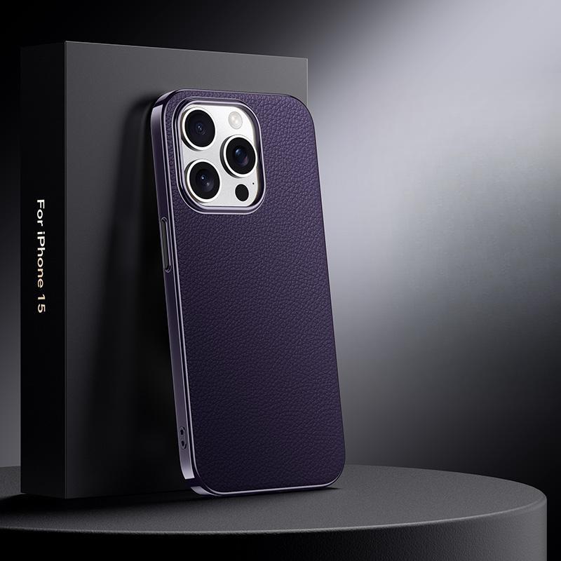 Эта кожа подходит для верхнего слоя чехла для телефона Apple 15promax, противоударный чехол для iPhone14 13, деловой гальванизированный кожаный чехол
