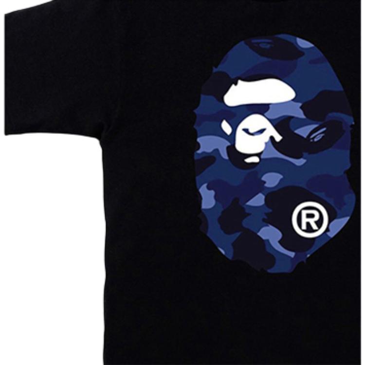 A BATHING APE Head Color Camo Big Ape Head T Shirt Unisex Black bape-ss18-030