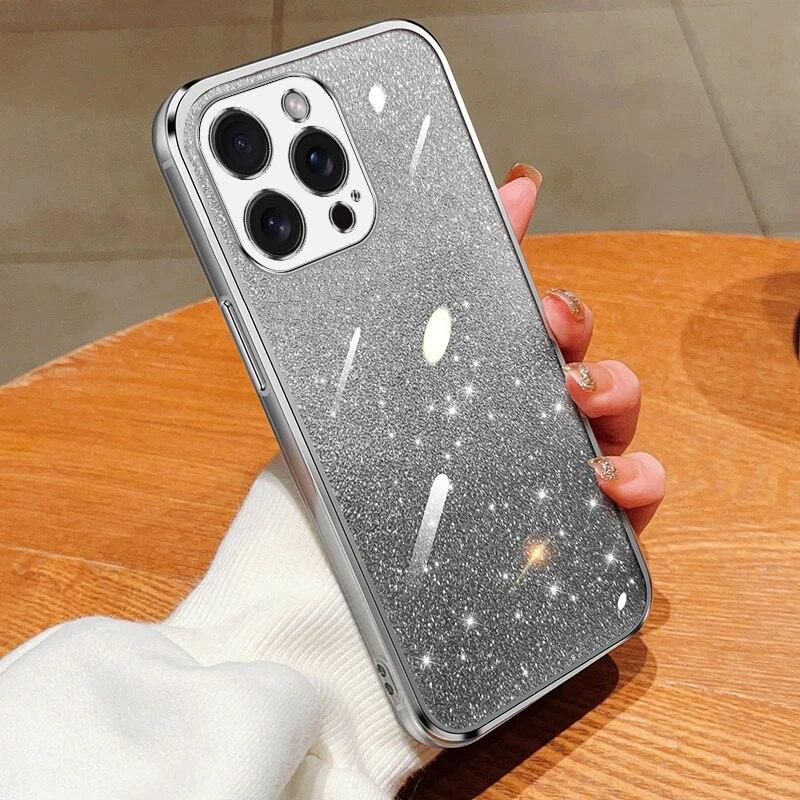 Модный блестящий чехол с градиентным покрытием для iPhone 15 Pro Max 14 Plus 13 12 Mini 11 X XR Xs 7 8 SE 2022, силиконовая защитная задняя крышка
