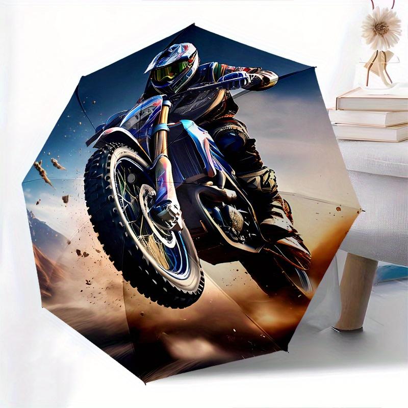 Motorbike,Desert Automatic Folding Umbrella 8 Ribs Lightweight Design, Durable Iron Frame, Compact and Portable, Ideal Birthday or Christm