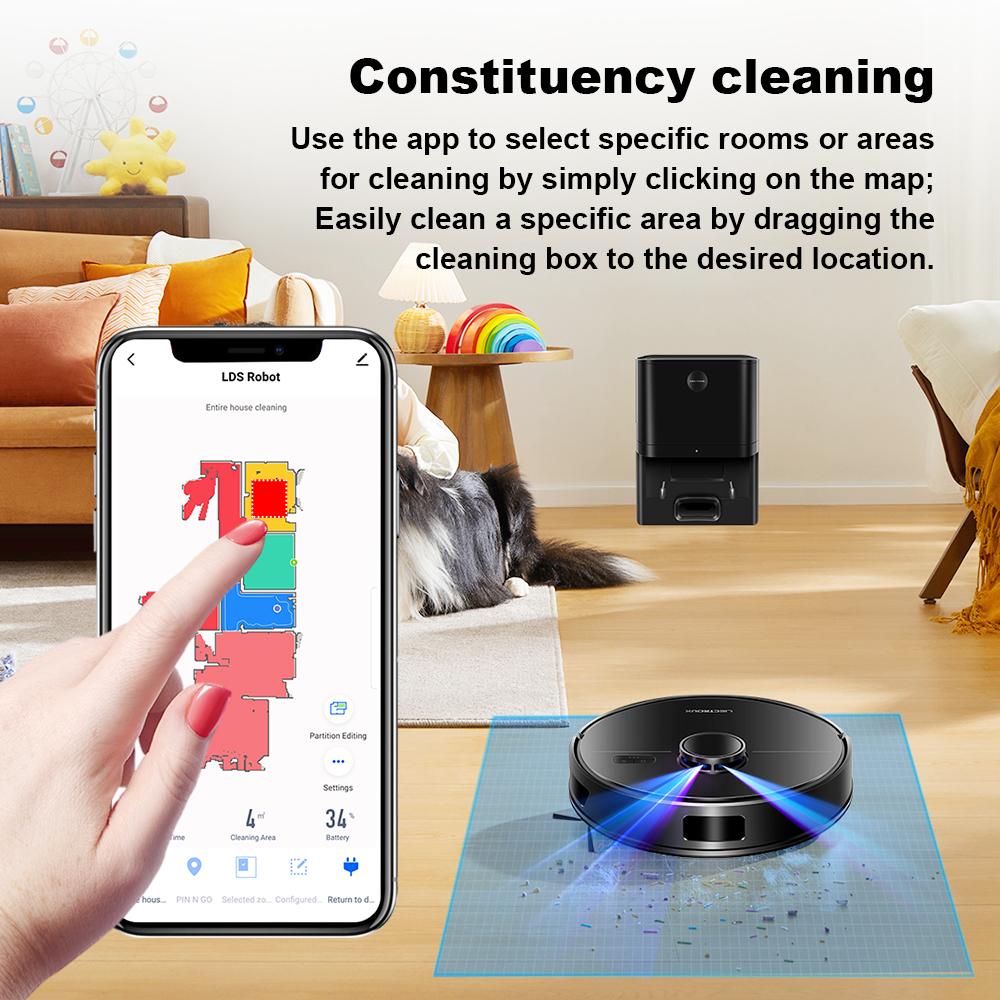 LIECTROUX Робот-пылесос M70 Pro, лазерный лидар, станция автоматической очистки, многоэтажное хранилище карт, выборочная уборка помещений, 6,5 кПа