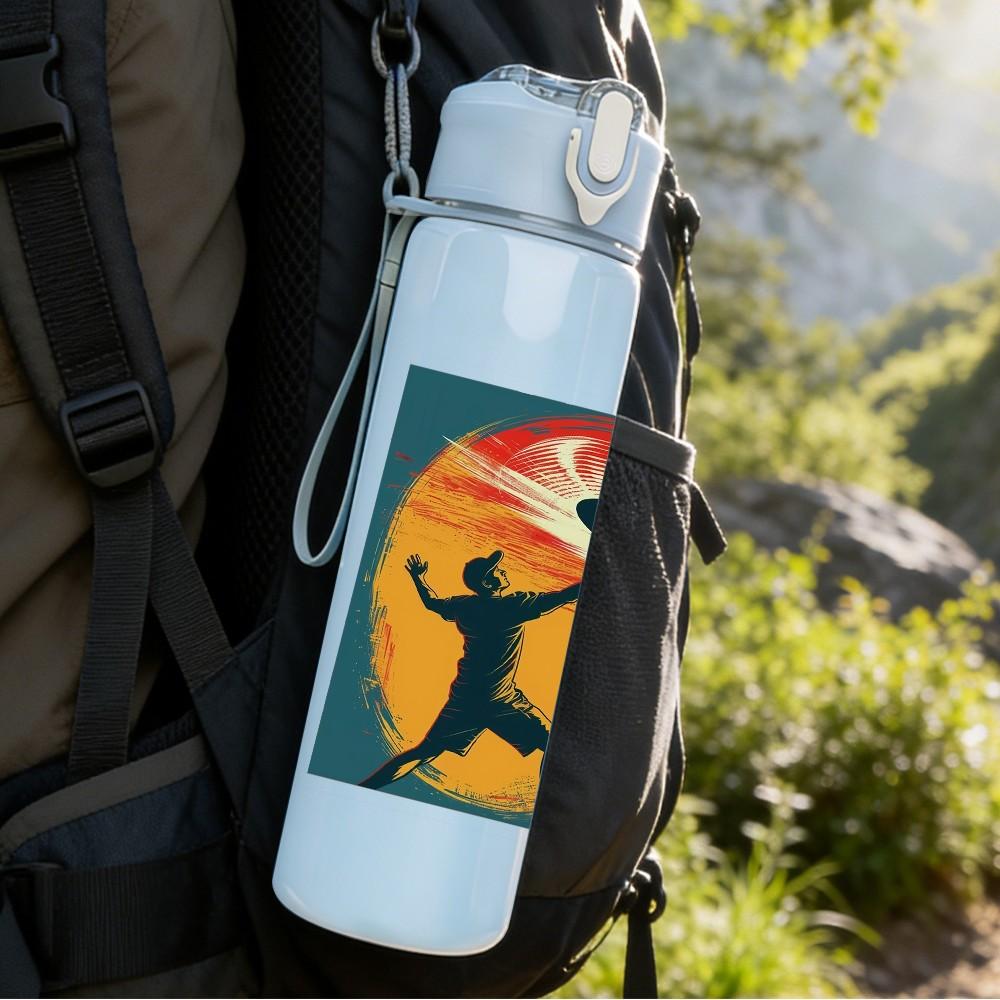 1PC Runner Athlete Sunset Sport Print 750ml Color Plastic Sports Water Bottle Leakproof Flip Straw Lid Suitable for Sports Office Home Use
