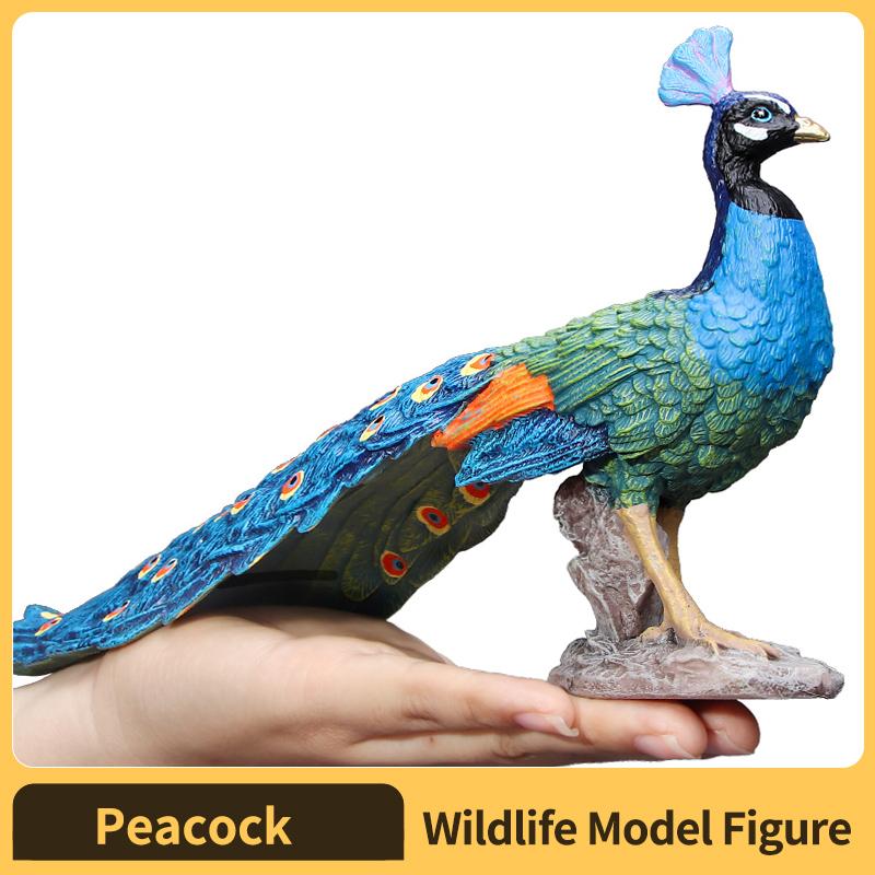 Realistic Peacock Miniature Plaything Children-Friendly - Handcrafted Animal Collector, Learning-Enhancing Nature Learning Celebration Present with