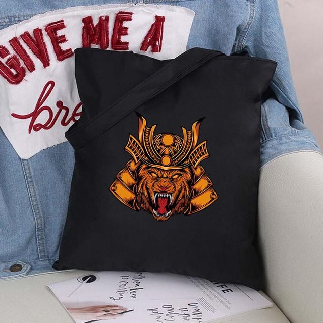 Сумка-шоппер из эко-холста, хлопка-шопера с мультяшными картинками, модная черная складная сумка с принтом, холщовая большая сумка