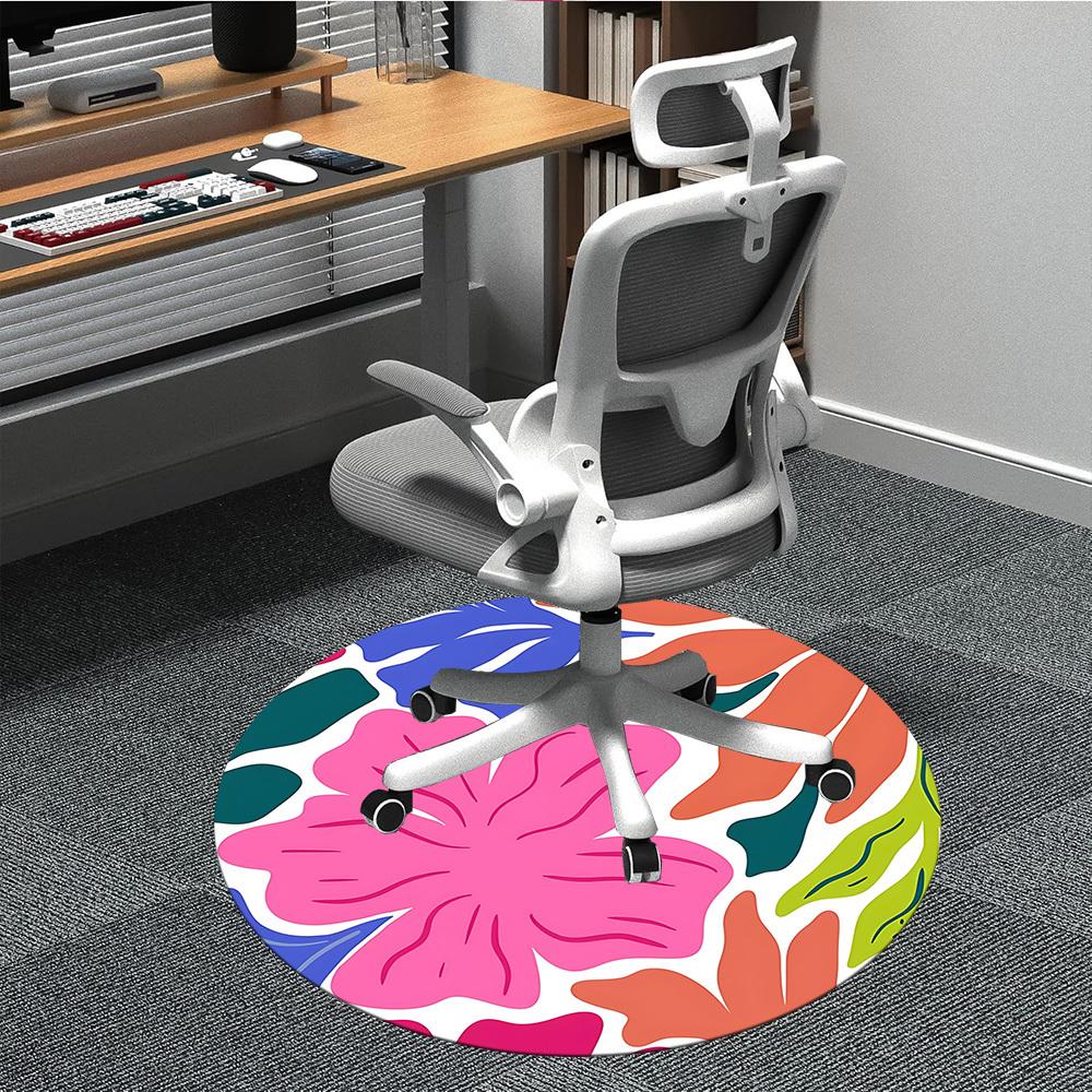 1pc Floral patterned Carpet, Round Non Slip Durable Large Size Office Carpet, Suitable for Office